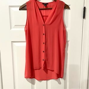 Forever 21 Womens Sheer Button-up Sleeveless Blouse